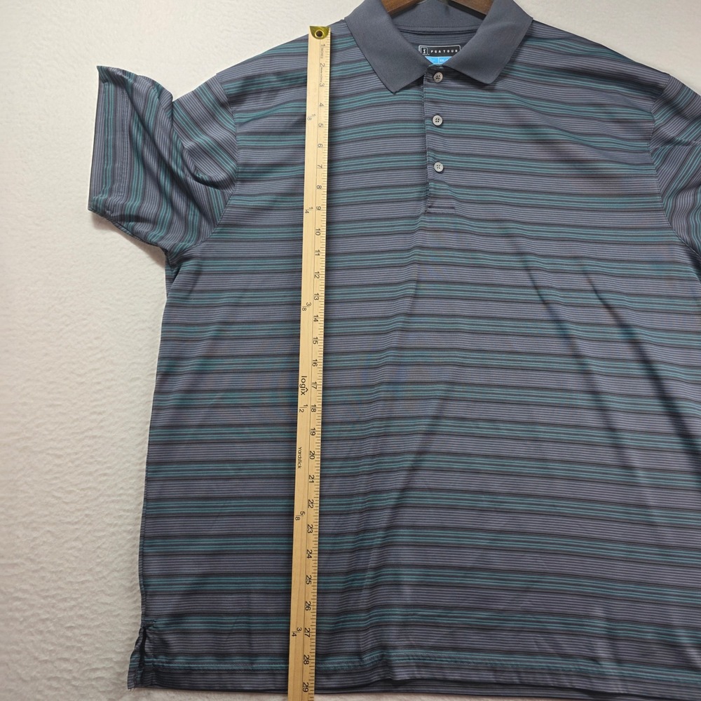 PGA Tour Polo Shirt Mens XXL Burgundy Grey Stripe Performance Golf Bundle 2pk - Picture 9 of 13